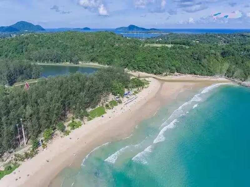 Picturesque Nai Harn Beach and tranquil Nai Harn Lake in southern Phuket