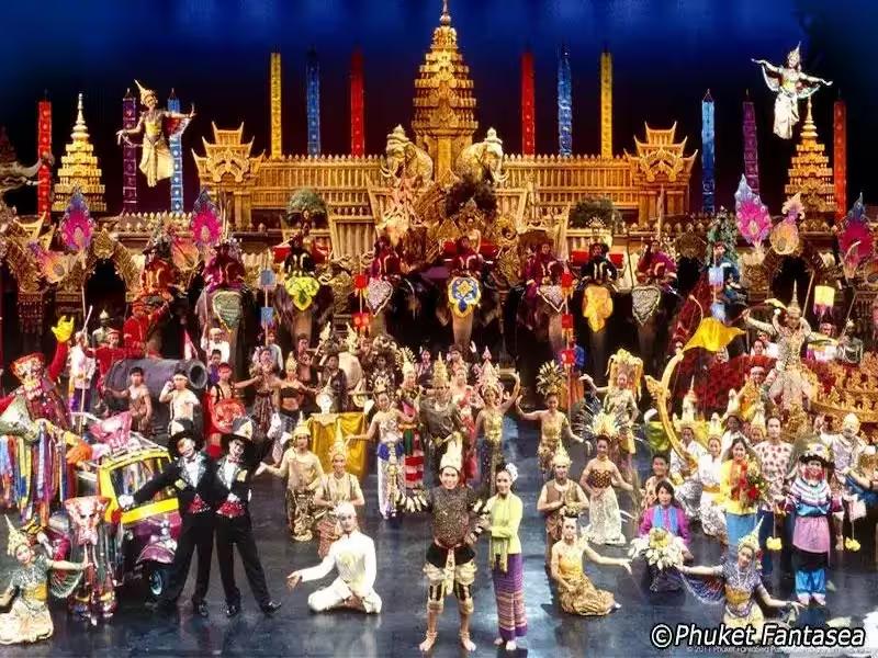 Acrobats performing stunning aerial stunts with special effects at FantaSea