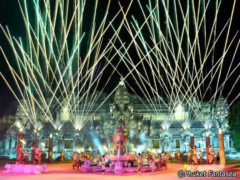 Colorful cultural dance routine with a large cast of performers at FantaSea