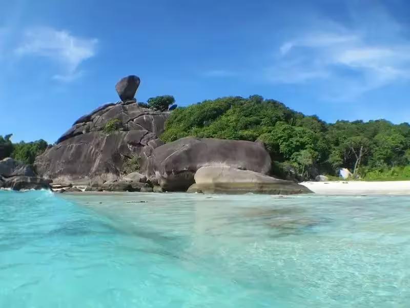 Guests enjoying a speedboat tour to a beautiful beach in the Similan Islands